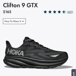 Hoka Clifton 9 GTX Black Athletic Shoes